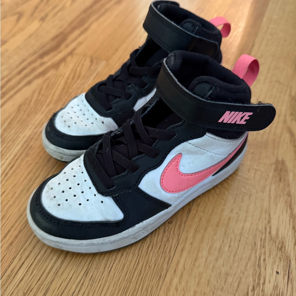 Nike Court Black and Pink Mid top Sneakers with Velcro closure